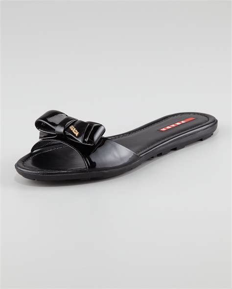 prada bow slide sandals|Prada plexiglass sandals.